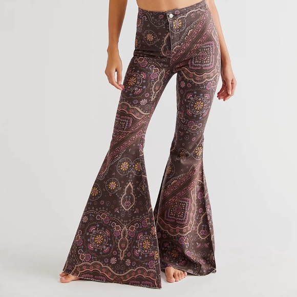 Just Float On Printed Flare Jeans